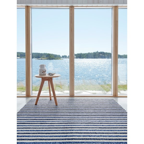 Modra/kremno bela notranja in zunanja preproga 70x120 cm Teo Denim – Pappelina-image-1