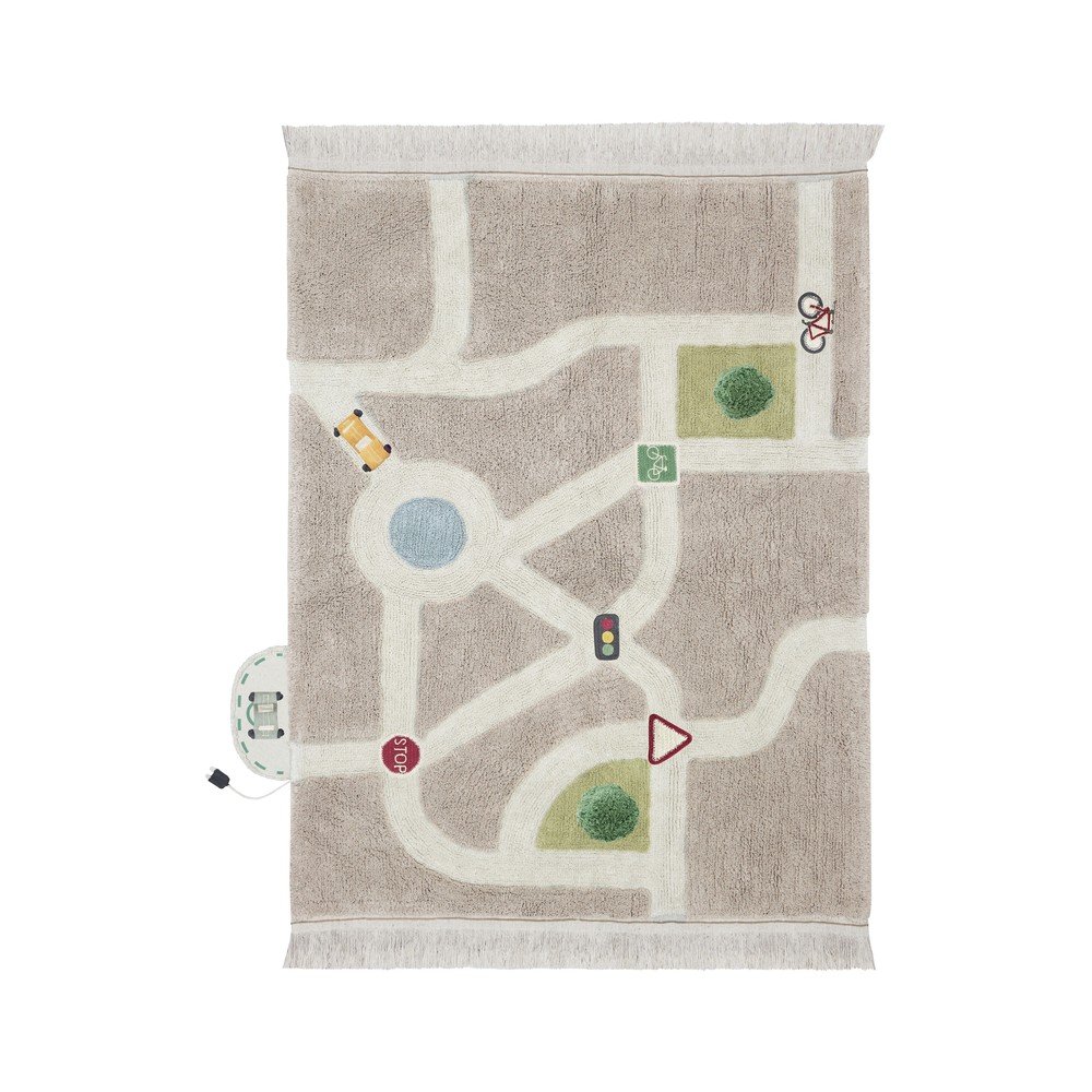 Siva bombažna otroška igralna preproga 120x170 cm Eco-City