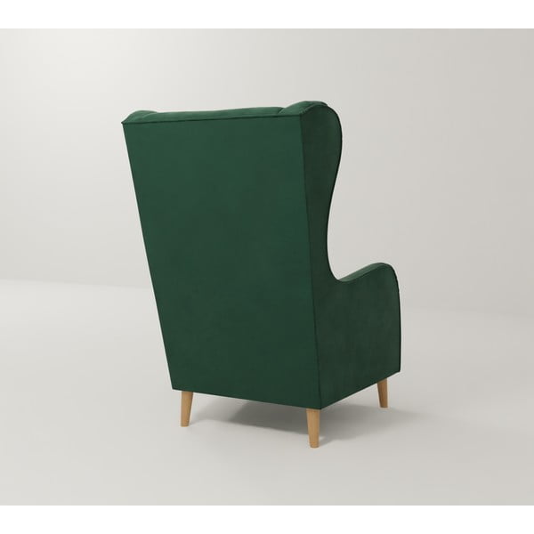 Temno zelen žameten fotelj z naslonom Carole – Ropez-image-2