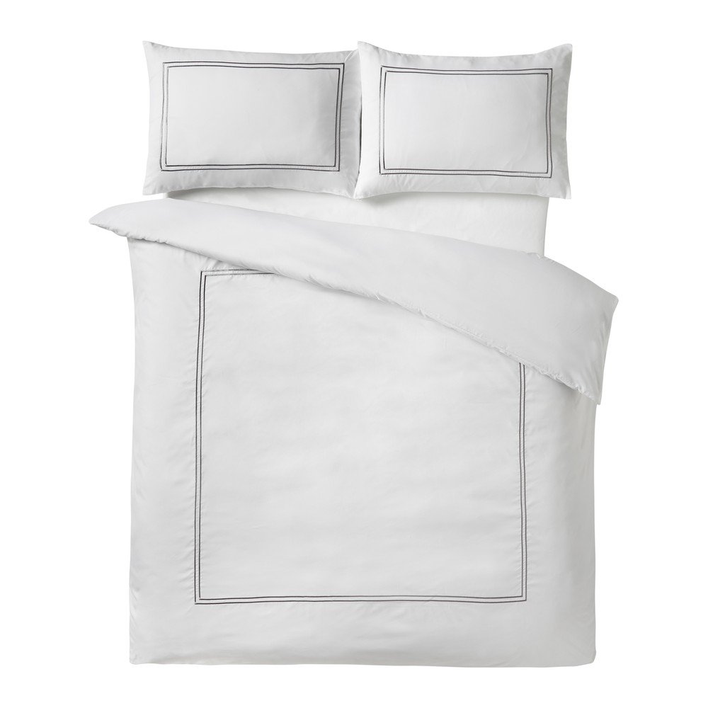 Bela enojna satenasta posteljnina So Soft Mono Satin Stitch