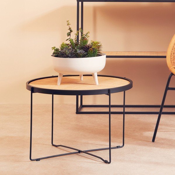Okrogla klubska mizica iz ratana v naravni barvi ø 60 cm Depok – Premier Housewares-image-4