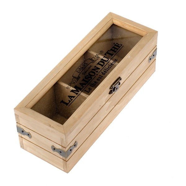 Dakls Rustenno lesena škatla s predali za čaj