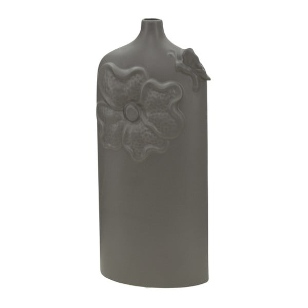Temno siva porcelanska vaza Mauro Ferretti Fleur, višina 39,5 cm
