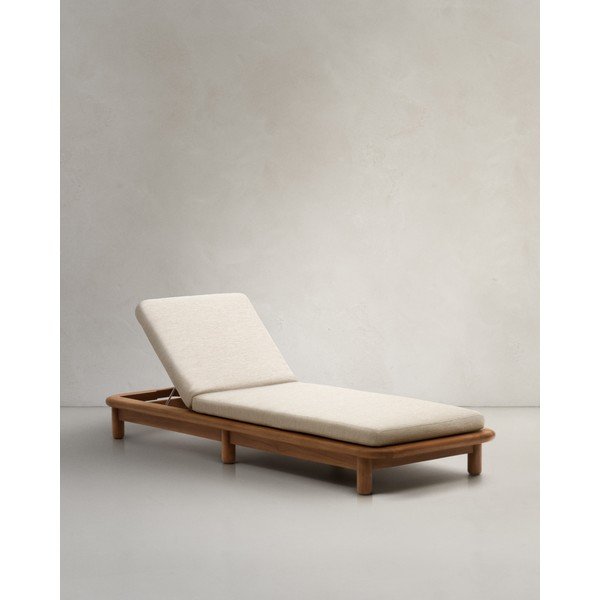 Leseni vrtni ležalnik v beli in naravni barvi Turqueta - Kave Home-image-4