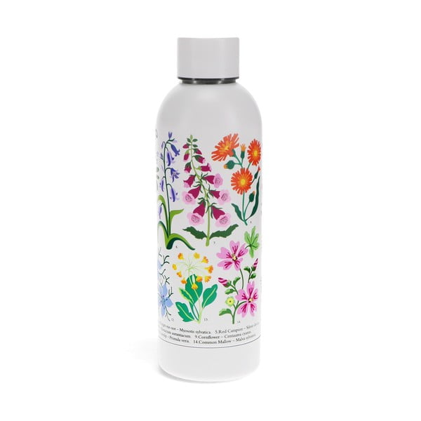Bela steklenica za vodo iz nerjavečega jekla 500 ml Wild Flowers – Rex London