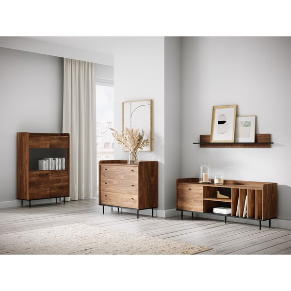 Nizka komoda iz orehovega dekorja 90x90 cm Ely - Cosmopolitan Design-image-1