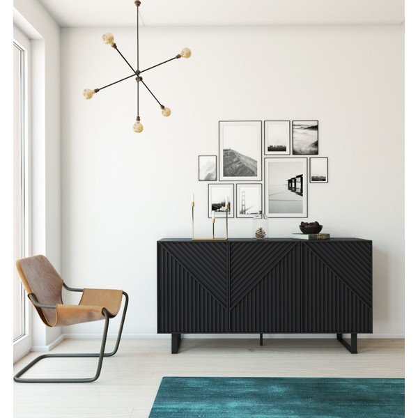 Črna komoda 151x80x35 cm Peta – Marckeric-image-2