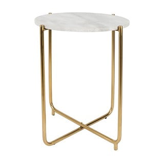 Bela stranska mizica z marmornim vrhom White Label Timpa