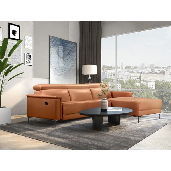 Rjava kotna sedežna garnitura iz umetnega usnja (desni kot) Lund – Støraa-image-4