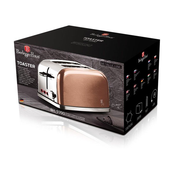 Bež opekač kruha Rosegold Metallic Line - BerlingerHaus-image-3