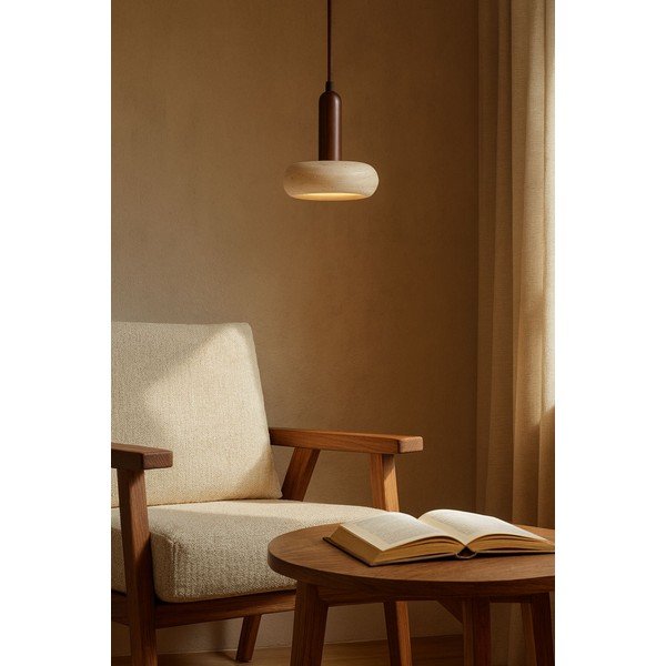 Rjava/bež LED viseča svetilka s kamnitim senčilom ø 15 cm Karo – Opviq lights-image-3