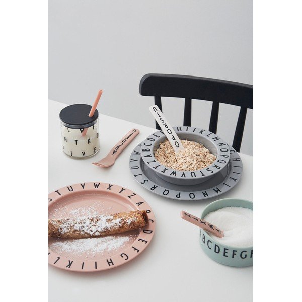 Siv otroški globok krožnik Design Letters Eat & Learn, ø 15,5 cm-image-1