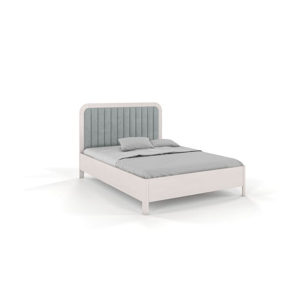 Bela/siva zakonska postelja iz masivne bukve 160x200 cm Modena – Skandica