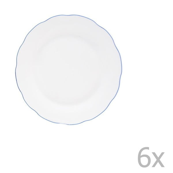 Komplet 6 desertnih krožnikov iz belega porcelana Orion Blue Line, ⌀ 18 cm
