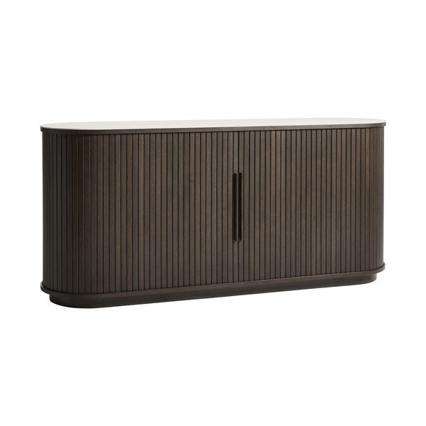 Komoda s keramično ploščo z drsnimi vrati v temni naravni barvi 165x76x45 cm Enna – Unique Furniture