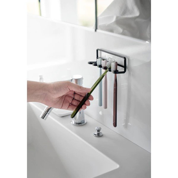 Črno kovinsko držalo za zobne ščetke z namestitvijo brez vrtanja Film Hook – YAMAZAKI-image-2