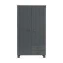 Temno siva garderobna omara iz masivnega bora 111x202 cm Dennis – WOOOD