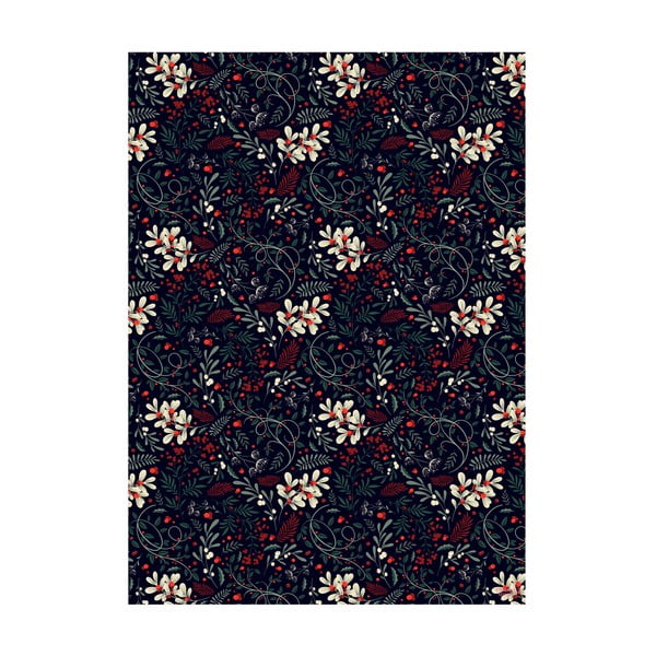 5 listov črnega ovojnega papirja eleanor stuart Winter Floral, 50 x 70 cm-image-1