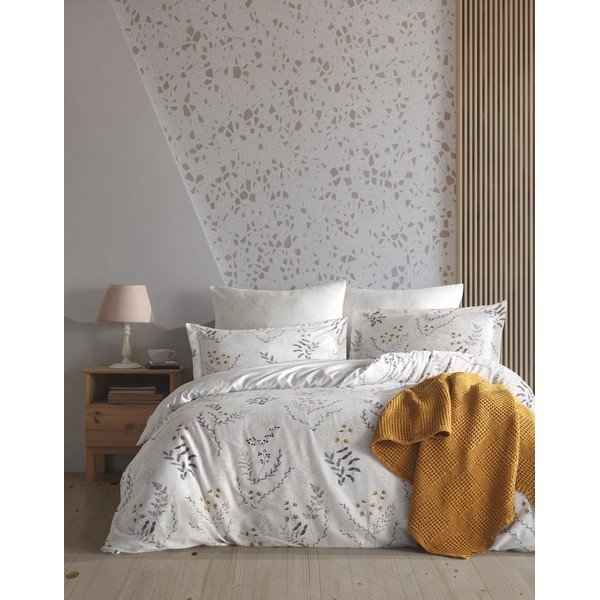 Bež podaljšana posteljnina za zakonsko posteljo iz renforce bombaža 240x220 cm Soft Floral – Mila Home Luxury