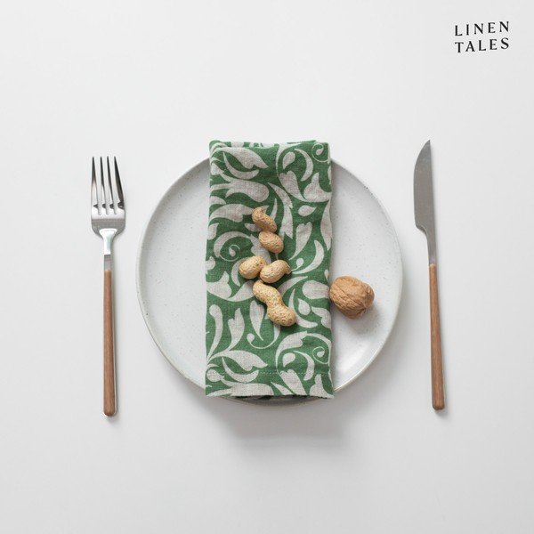 Lanen prtiček 40x40 cm Evergreen Damask – Linen Tales