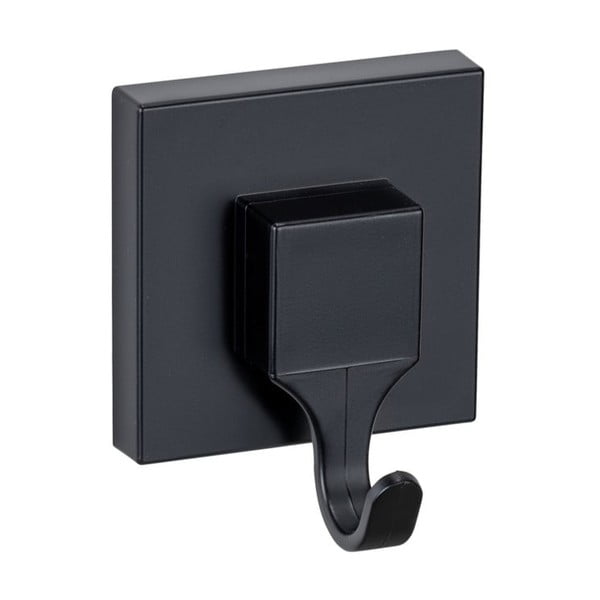 Črni plastični obešalniki v kompletu 2 ks z namestitvijo brez vrtanja Quadro – Wenko