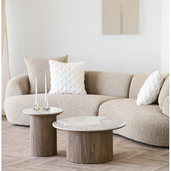 Okrogla stranska mizica z mizno ploščo v marmornem dekorju ø 45 cm Athens – House Nordic-image-1