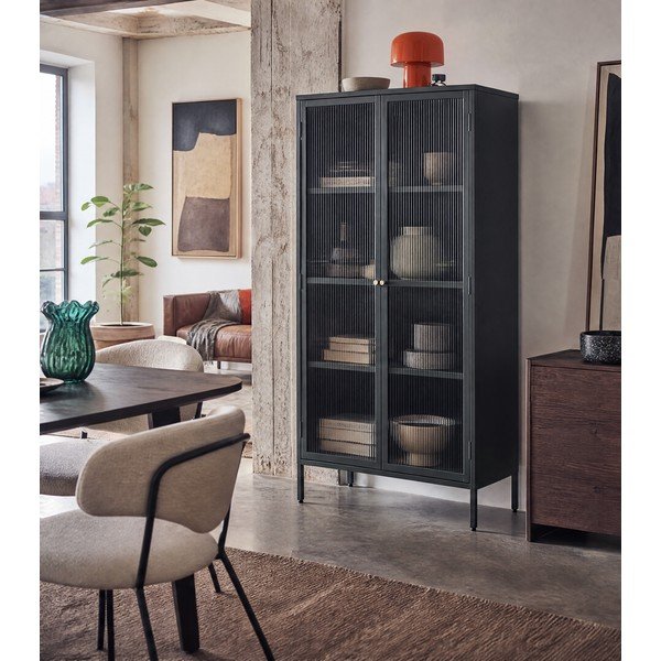 Temno zelena kovinska vitrina 90x190 cm Bronco – Unique Furniture-image-1