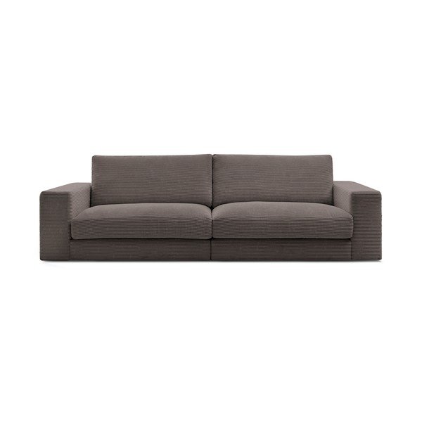 Sivorjava sedežna garnitura iz rebrastega žameta 274 cm Leonard – Bobochic Paris
