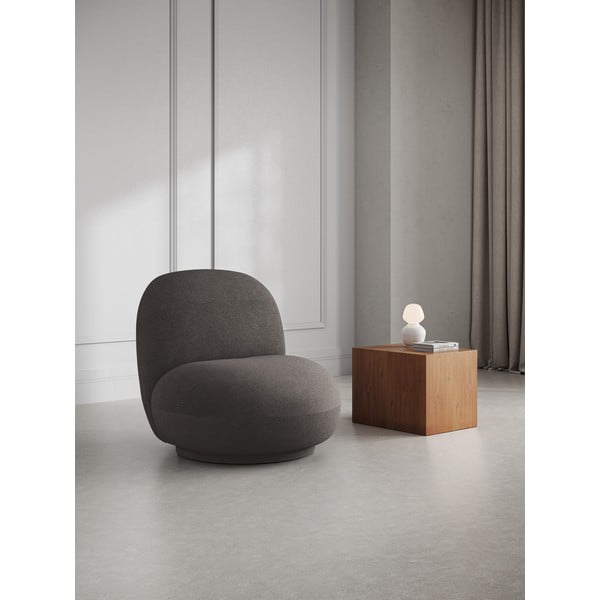 Siv fotelj iz tkanine bouclé Chuck – Micadoni Home-image-1