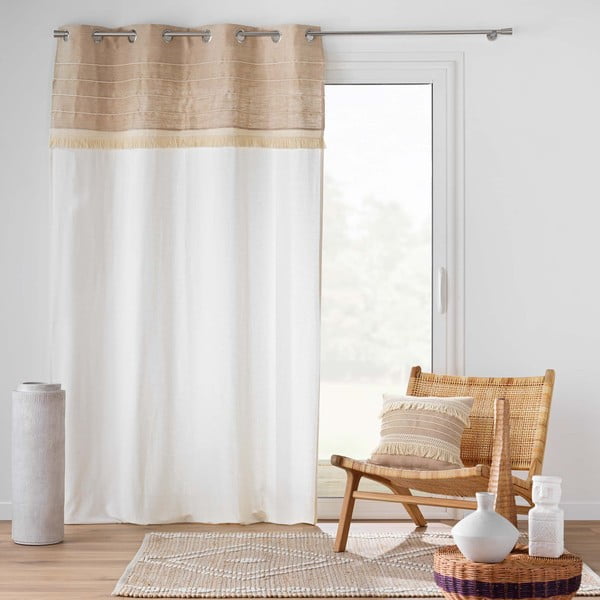 Belo-rjava zavesa iz mešanice jute 140x240 cm Cirrus – douceur d'intérieur-image-1