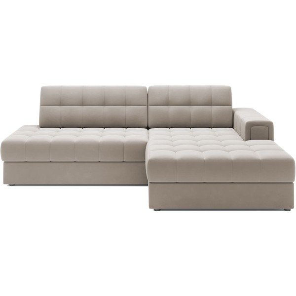 Bež žametna raztegljiva kotna sedežna garnitura (desni kot/z ležalnikom) Blezalt – ELTAP