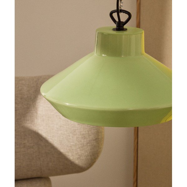 Svetlo zelena viseča svetilka s keramičnim senčilom ø 31 cm Portol – Kave Home-image-2