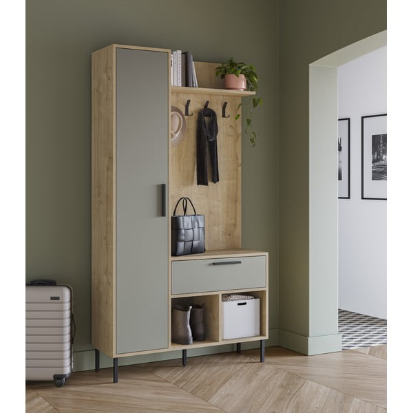 Zelen/naraven set za hodnik v hrastovem dekorju 108x195x35 cm Heidy – Marckeric-image-1