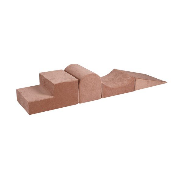 Bež žametno otroško igrišče iz pene 4 ks višina 30 cm 45x193 cm Montessori – Meowbaby