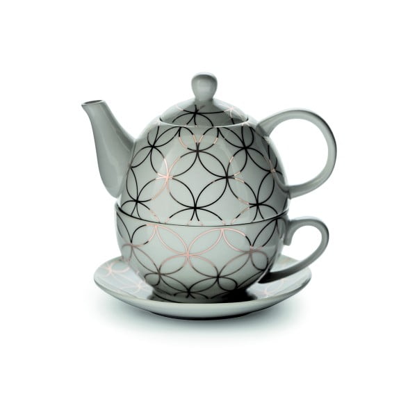 Beli čajnik s skodelico in krožnikom Villa d'Este Elegance