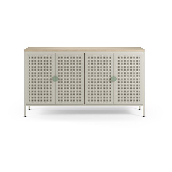 Kremno bela/v naravni barvi kovinska omarica 160x90x40 cm Sayla – Marckeric