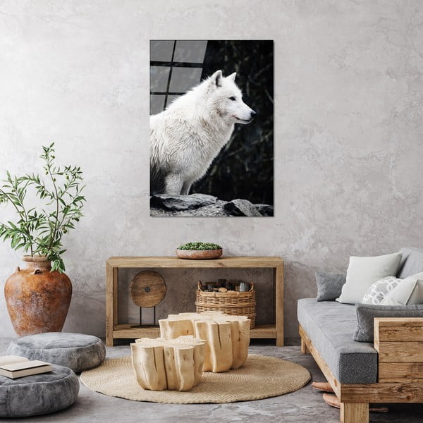 Steklena slika 70x100 cm White Wolf – Wallity-image-3