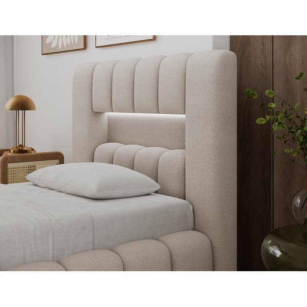 Bež oblazinjena postelja s prostorom za shranjevanje z letvenim dnom 90x200 cm Lamica – ELTAP-image-3