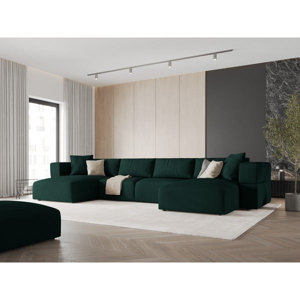 Zelena kotna sedežna garnitura (v obliki črke "U") Esther – Milo Casa-image-1