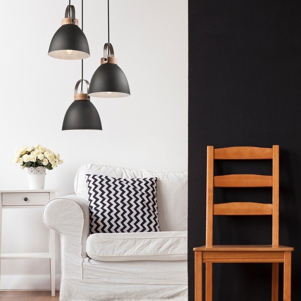 Črna viseča svetilka s kovinskim senčilom ø 37 cm Danielle – LAMKUR-image-1