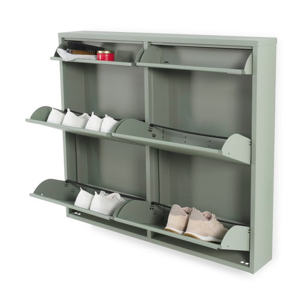 Prašno zelena kovinska preklopna omarica za čevlje 98x86x15 cm Billy – Spinder Design-image-2