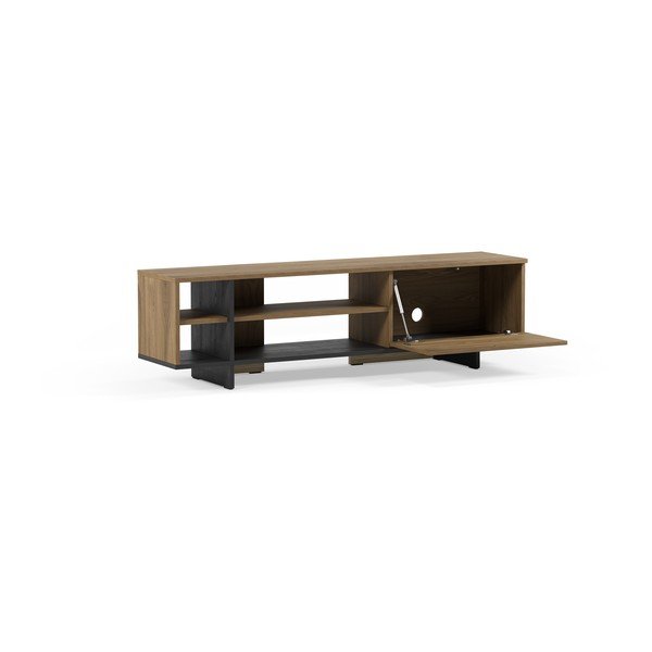 Črna/v naravni barvi TV omarica v hrastovem dekorju 160x44x36 cm Cequoia – Marckeric-image-3
