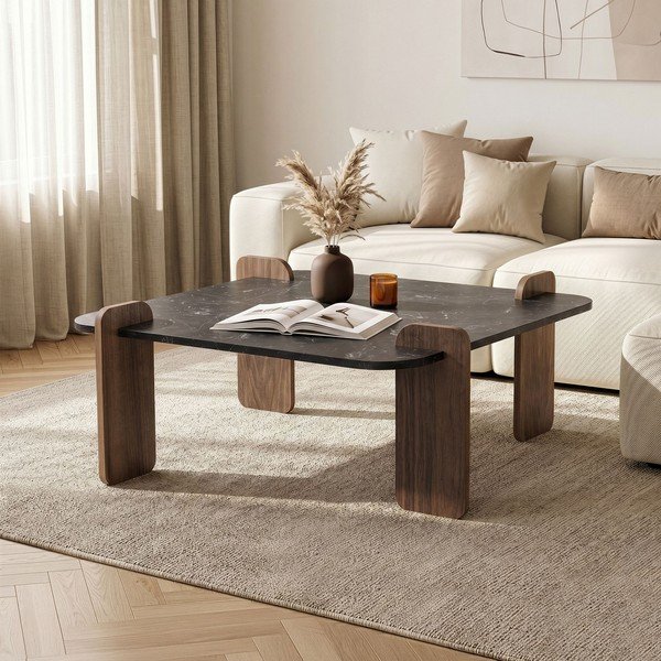 Črna klubska mizica 90x90 cm Marais – Nordure-image-1