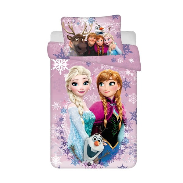 Bombažna otroška posteljnina za otroško posteljico 100x135 cm Frozen "Purple" – Jerry Fabrics