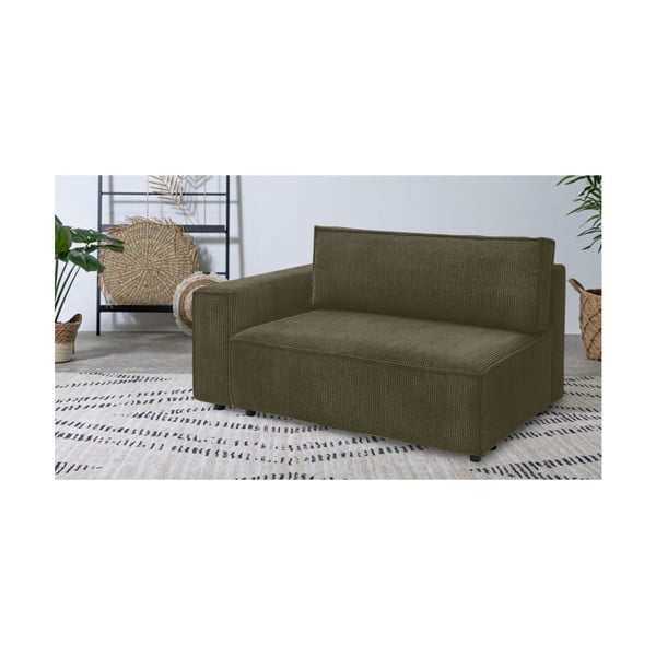 Svetlo zelen modul za sedežno garnituro iz rebrastega žameta (levi kot) Nihad modular – Bobochic Paris-image-1