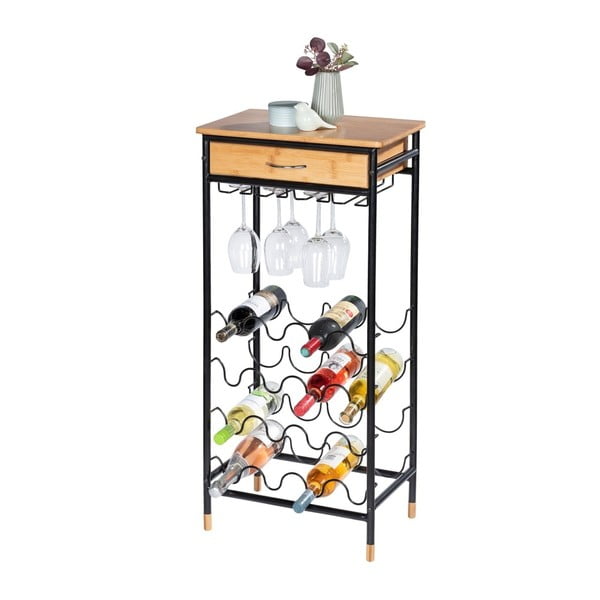 Črna kovinska vinska omara število steklenic 16, 48x95 cm Loft – Wenko-image-1