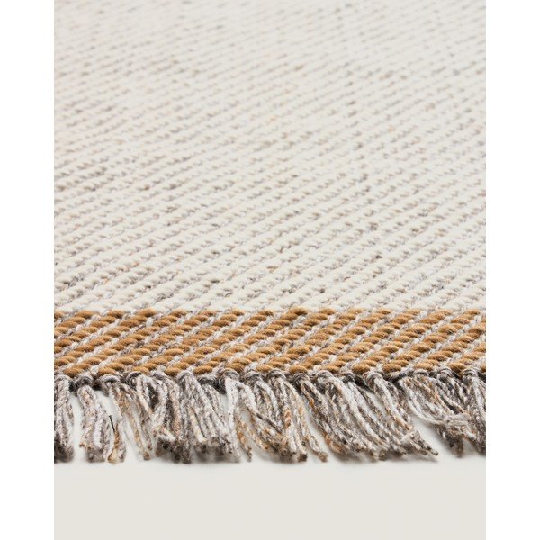 Kremno bela ročno tkana volnena preproga 200x300 cm Brina – Kave Home-image-3