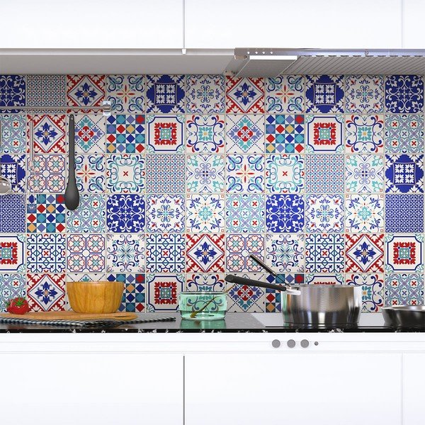 Komplet 60 stenskih nalepk Ambiance Azulejos Milonga, 15 x 15 cm-image-4