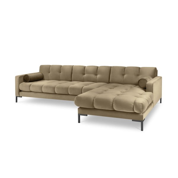 Bež žametna kotna sedežna garnitura Cosmopolitan Design Bali, desni kot-image-2