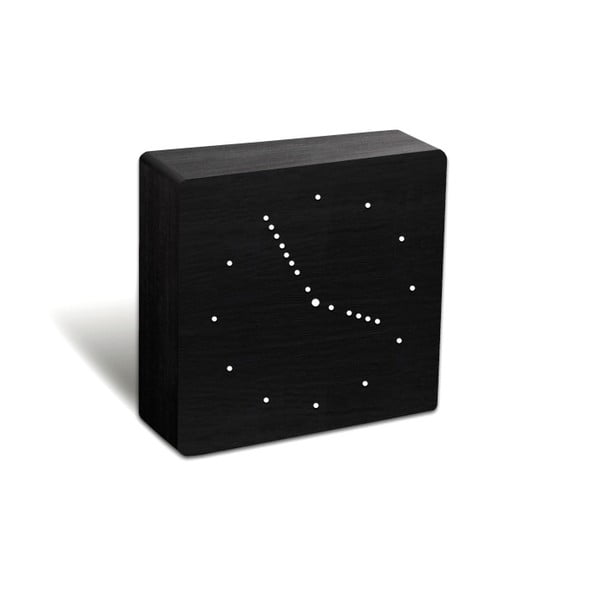 Črna budilka z belim LED zaslonom Gingko Analogna ura s klikom